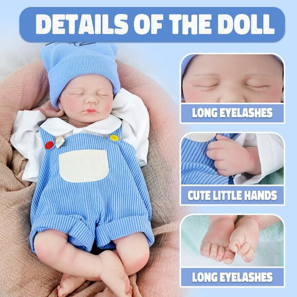 18.9Inch Full Silicone Reborn Baby Doll Ivory Angelic Face Toddler Boy Doll - Picture 3 of 8
